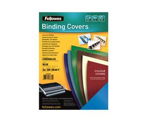 Fellowes Couvertures Brillantes Chromolux Bleu A4 250g - Papier Bleu A4 (210 x 297 mm) - Pack de 100 Feuilles pour Reliure Anneaux Plastique/Métal