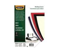 Fellowes Delta A4 Papier Blanc 250g/m² Texture Grain Cuir - Dimensions 208x292mm - Pack de 100 feuilles - Compatible Reliure Anneaux