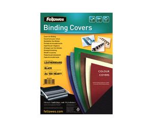 Fellowes Delta A4 Papier Noir 250g Texture Grain Cuir, Pack de 100 Feuilles, Dimensions 210x298x1mm, Compatible Reliure Anneaux