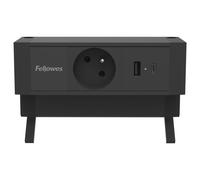 Fellowes Desk UP 2.0 - Unité de distribution secteur (montrable en surface) - CA 230 V - 15.5 Watt - entrée : Type E - connecteurs de sortie : 3 (Type E, USB, 24 pin USB-C) - noir