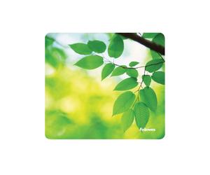 Fellowes Earth Series Feuilles - Tapis de Souris Optique 229x203x2 mm, Base Antidérapante, Plastique/Caoutchouc, Vert, Poids 100g