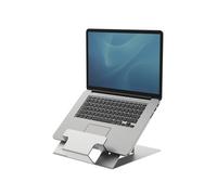 Fellowes Hylyft - Support Laptop Aluminium Argenté, inclinable 37-58°, réglable 6 positions, écrans jusqu'à 18", charge max 4kg, 238x246x6mm