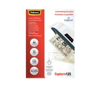 Fellowes ImageLast Pochettes A4 125µm Transparentes Brillantes - Dimensions 310x214mm - Paquet de 25 unités (Ref: 5396301)