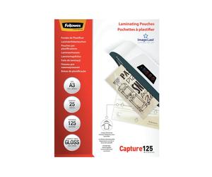 Fellowes ImageLast - Pochettes de plastification A3 125 microns - Transparent, Finition Brillante - Dimensions 436 x 310 mm - Paquet de 25 unités