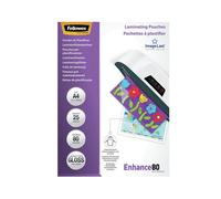 Fellowes ImageLast - Pochettes de plastification A4 80µm Transparent Brillant - Pack de 25 - Dimensions 210x297mm - Référence 5396205