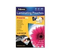 Fellowes Pochettes à plastifier Preserve 250 microns Brillant transparent A4 Pack de 100