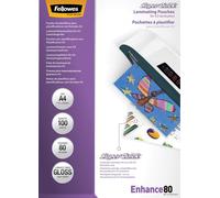 Fellowes laminating pouches superquick enhance 80 micron - pack de 100
