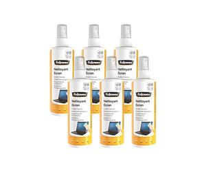 Fellowes lot de 6 Spray nettoyant pour écrans d'ordinateur, pc portables, smartphones, tablettes, 250ml, 9971821