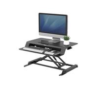 Fellowes Lotus LT Poste de Travail Assis-Debout Autonome Noir, Supporte 2 écrans (max 15kg/écran), Charge Max 17kg, Plateau Clavier, 800.1x609.6x111.1mm