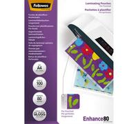 FELLOWES Pack de 100 pochettes pré perforées brillantes A4 80 microns 5452502
