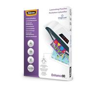 Pochettes de plastification Fellowes au format A5, 80 microns, Pack de 100 Feuilles à plastifier, Finition Brillante, Technologie ImageLast Aspect Haute Qualité, Idéal pour les photos et affiches