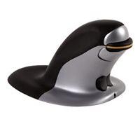 Fellowes Souris verticale Penguin Large – Sans fil 2,4 GHz – Ambidextre – Noir/Argent
