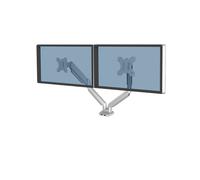 Fellowes Platinum Series Bras Double pour écrans jusqu'à 40", 8kg max, Montage Collier/Passe-fil, VESA 75x75/100x100, USB 3.2 Gen 1, Argent