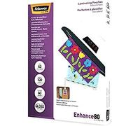 Fellowes Pochettes de Plastification 80 Microns Format A3 Finition Brillante Dos Adhésif (Pack De 100 Pochettes) 5302302