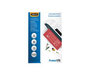 Fellowes Pochettes de plastification A3 175µm Transparentes - Dimensions 308x428mm - Matériau Plastique - Conditionnement Paquet de 100 unités