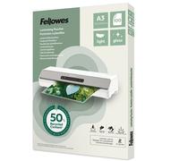 Fellowes Pochettes de plastification A3 Recyclées - Epaisseur Light : 75/80 microns - Fintition Brillante - Boîte de 100