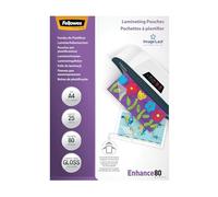 Pochettes de plastification Fellowes au format A4, 80 microns, Pack de 25 Feuilles à plastifier, Finition Brillante, Technologie ImageLast Aspect Haute Qualité, Idéal pour les photos et affiches