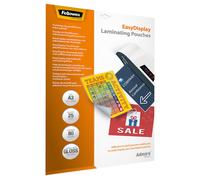 Fellowes Pochettes de plastification Admire A3 dos adhésif - Epaisseur : 80 microns par face - paquet de 25
