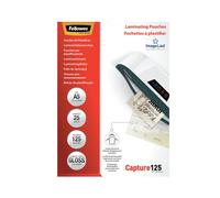 Fellowes Pochettes de plastification ImageLast A5, 125µm, Transparent brillant, Lot de 25, Dimensions 218x162mm, Référence 5396101