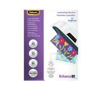 Fellowes Pochettes ImageLast A3 80µm Transparentes - Lot de 25, Finition Brillante, Dimensions 430x304mm, Poids 520g