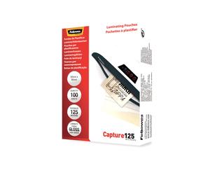 Fellowes Pochettes Plastification Brillantes 125 microns 65x95mm, Paquet de 100, Compatibles Toutes Plastifieuses, Plastique Transparent