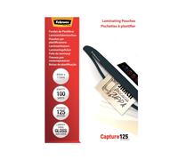 Fellowes Pochettes Plastification Cartes 125microns 83x113mm Transparent - Dimensions 88x122mm - Conditionnement 100 unités - Réf: 5307101