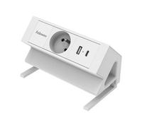 FELLOWES PRISE POUR BUREAU ÉLECTRIQUE TYPE E - BLANC Équipé de 1 x prise de courant 230v 1 x port USB-A 18w max et 1 x port USB-C