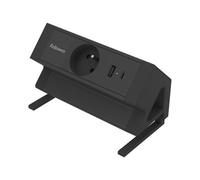 FELLOWES PRISE POUR BUREAU ÉLECTRIQUE TYPE E - NOIR Équipé de 1 x prise de courant 230v 1 x port USB-A 18w max et 1 x port USB-C