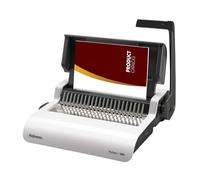 Fellowes Machine à relier - Pulsar+ - Reliure 21 trous, 300 feuilles, perforation manuelle et kit de démarrage de 10 reliures à peignes inclus - Blanc/Gris