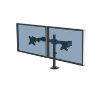 Fellowes Reflex 8502601 Support Double Ecran 2x27" 8kg VESA 75/100 Collier/Passe-fil Acier Noir Inclinaison Pivot Rotation Hauteur Réglable