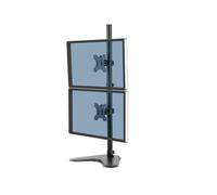 Fellowes Seasa Bras Double Vertical sur Pied 32" (81.3cm), 8kg max/écran, VESA 75x75/100x100mm, Inclinaison +/-45°, Rotation 360°, Acier Noir