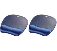 Fellowes Tapis de Souris Everyday avec Support de Poignet - Tapis de Souris Ergonomique pour Ordinateur Portable, Repose-Poignet Ergonomique - Bleu (Lot de 2)