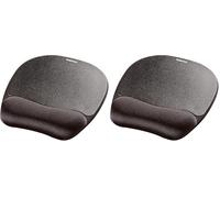 Fellowes Tapis de Souris Everyday avec Support de Poignet - Tapis de Souris Ergonomique pour Ordinateur Portable, Repose-Poignet Ergonomique - Noir (Lot de 2)