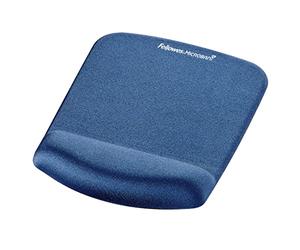 Fellowes - Tapis de Souris - Repose Poignet PlushTouch™ - Mousse Mémoire de Forme - Bleu - 1 Unité