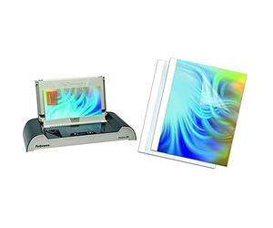Fellowes Thermorelieur Helios 30, pour relier jusqu'à 300 feuilles A4, mise en veille auto, isolation de la chaleur, Noir et gris, 5641001 & Standard Couverture de reliure Thermique 20 mm Blanc