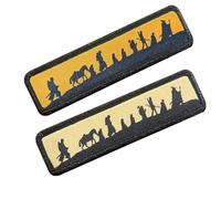Fellowship Lot de 2 écussons imprimés silhouette pour vêtements - Fermetures à crochets au dos avec échantillon à boucle - 10 x 2,5 cm - Jaune et beige