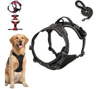 Fellstern Harnais anti-traction, réglable, doux, avec design Step-In, respirant et rembourré, pour la marche détendue, contrôle anti-traction, pour chiens (noir, taille L)