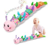 Felly Jouet Bebe 0-3-6-9-12 Mois, Jouets Peluche Chenille Musicale, Jeux Bébé Eveil avec Hochet et Règle et Crinkle Textures, Jouet Sensoriels Montessori, Cadeau Noël pour Fille Garcon Naissance