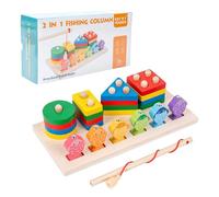 Felly Jouet Montessori en Bois 1 2 3 Ans, Jeux Puzzle de Pêche 2 en 1, Jouets Empiler & Tri & Educatif & d'Activité & Développement, Cadeau Anniversaire Noël pour Bebe Fille Garcon Enfants
