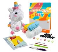 Felly Kit de Crochet pour Débutants, Jolie licorne tressée, Kits de Crochet pour Adultes et Enfants Débutants, avec des Didacticiels Vidéo Étape par Étape