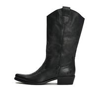 Felmini - Chaussures Femme - Tomber en Amour avec Gerbera 7962 - Bottes Cowboy & Biker - Cuir Véritable - Noir - 38