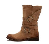 Felmini - Chaussures Femme - Tomber en amour avec GREDO 8562 - Bottes Biker - Cuir Véritable - Marron - 40 EU Size