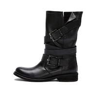 Felmini - Chaussures Femme - Tomber en amour avec GREDO 8562 - Bottes Biker - Cuir Véritable - Noir - 37 EU Size