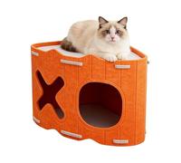 Felt Cat Cave - Semi Enclosed Bed House, 18.5 inches Double Entry Pet Cave for Resting, Warm Animal Shelter, Cat Sleeping House with Thick Felt, Comfort Pet Bed for Winter Indoor Outdoor & Home