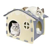 Felt Cat House - Pet Bed for Indoor Comfort | Foldable Washable Detachable Design, Winter Shelter for Dogs Cats, Portable Use in Travel, Car, Camping, Desk, Window and Couch Room