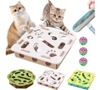 Felt Cat Nail File Scratcher Box with 3 Bell Balls,11.8 in Cat Treat Puzzles for Indoor Cats,Interactive Nail File Stress Free Alternative to Clippers and Grinders (Weiß,Quadratisch)