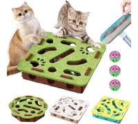 Felt Cat Nail File Scratcher Box with 3 Bell Balls,11.8 in Cat Treat Puzzles for Indoor Cats,Interactive Nail File Stress Free Alternative to Clippers and Grinders (Grün,Quadratisch)