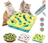 Felt Cat Nail File Scratcher Box with 3 Bell Balls,11.8 in Cat Treat Puzzles for Indoor Cats,Interactive Nail File Stress Free Alternative to Clippers and Grinders (Blau,Quadratisch)