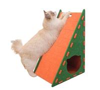 Felt Cat Scratcher, Vertical Climbing Pad, Triangular Scratch Tower, Non-Shedding Felt, Wear-Resistant Design, Ideal for Kittens Playing and Claw Training, 40x30x55cm Green Coffee Color