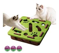 Felt Cat Toy Maze Box,Cat Puzzle Felt Maze Box Cat Toys, Interactive Nail File Scratch with 3 Bell Balls, Stimulate Kittern Energy and Instincts (Green,Square)